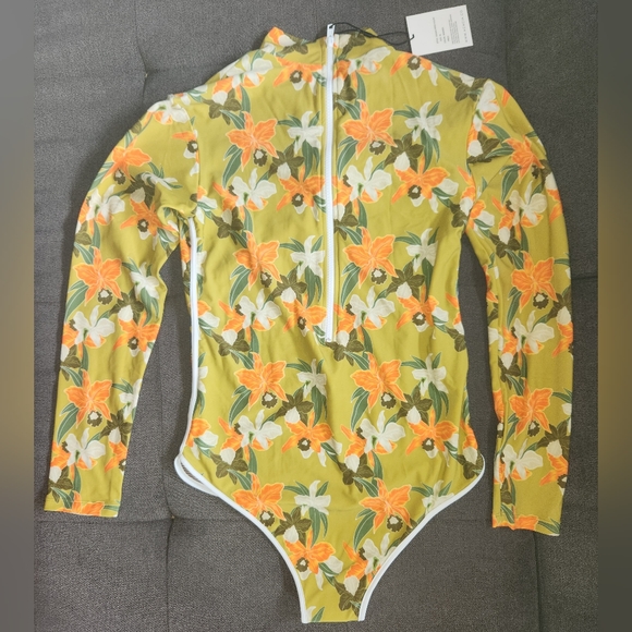 New Acacia Waimea Ehukai Piped Rashguard Surf Suit XL One-Piece Swimsuit Orchid - Picture 15 of 16